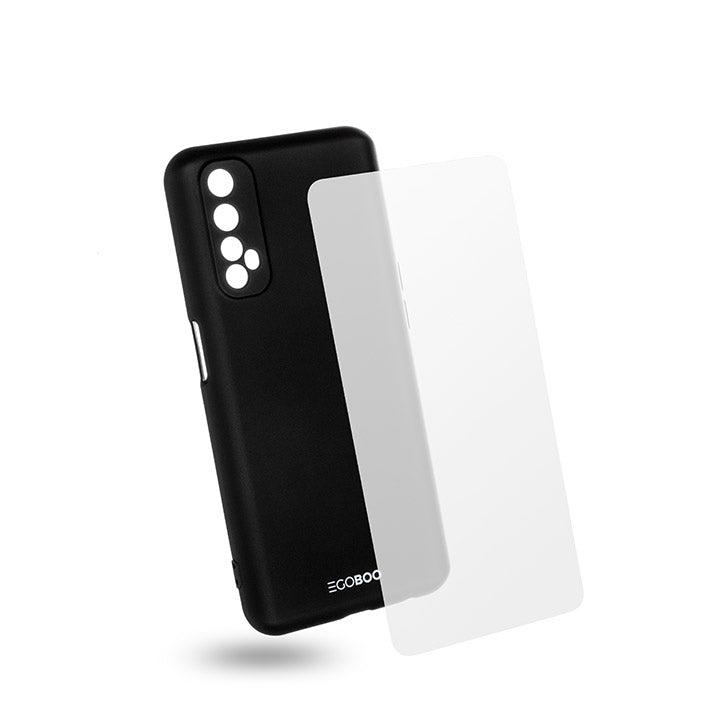 EGOBOO backcover for Realme 7i, Black + Tempered Glass
