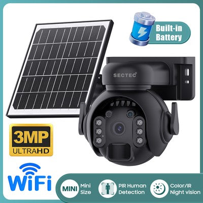 SECTEC smart ηλιακή κάμερα ST-515C-3M-5W-BK, 3MP, WiFi, SD, PTZ, IP65