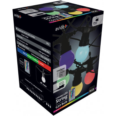 Avide Εξωτερική Γιρλάντα 5m RGB Με Δυνατότητα Επέκτασης- με τηλ/στήριο