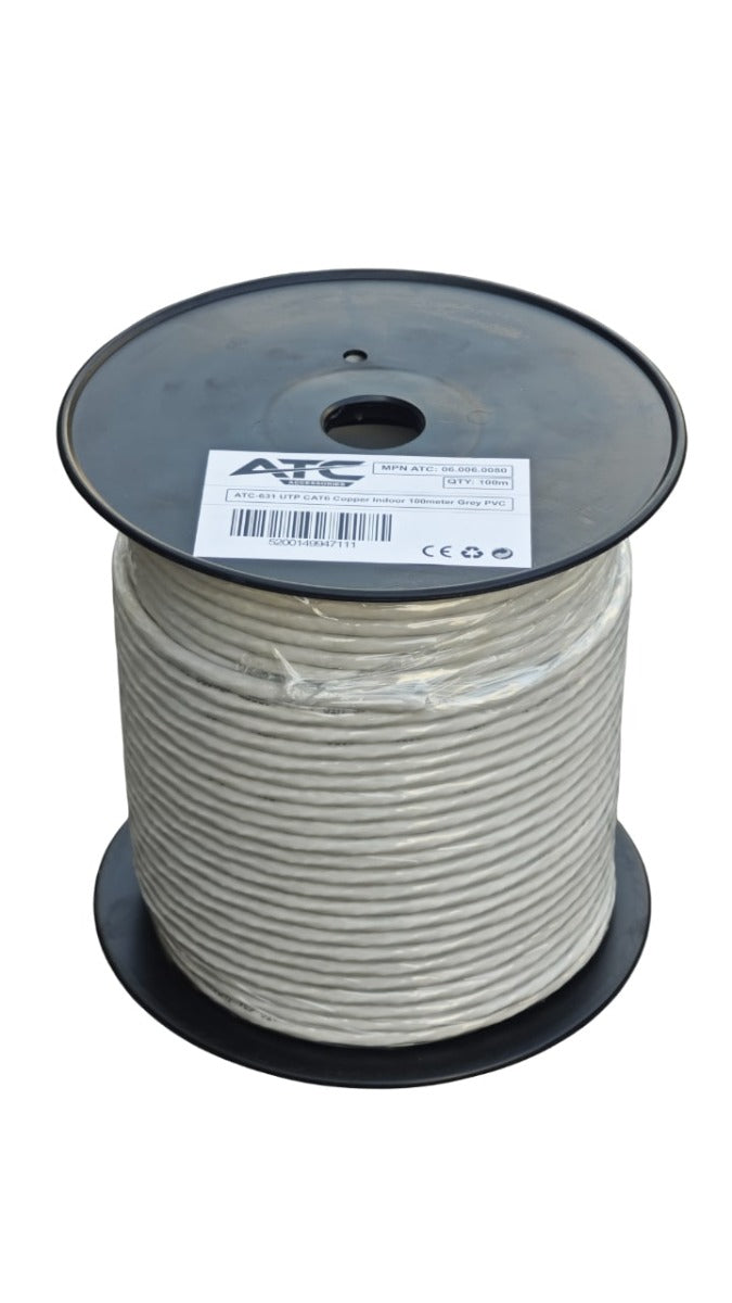 ATC-631 Στροφείο UTP CAT6 Εσωτερικού Χώρου με Χαλκό Cu Γκρι PVC 100m