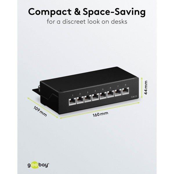 Goobay CAT 6 Patch Panel 8 Θυρών Mini/Desktop 96105 Μαύρο