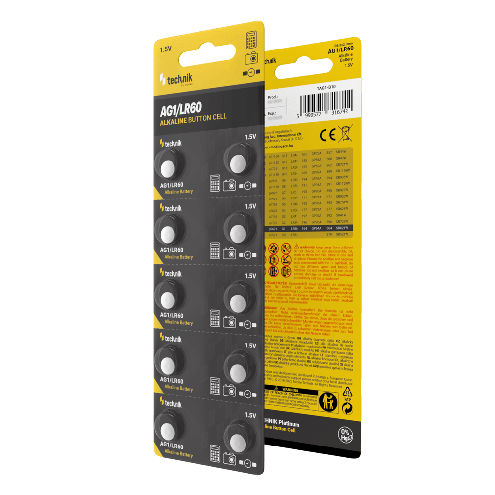 Technik Αλκαλικές Μπαταρίες Κουμπιά Platinum AG1 / LR60 / 164 / 364 1.5V B10