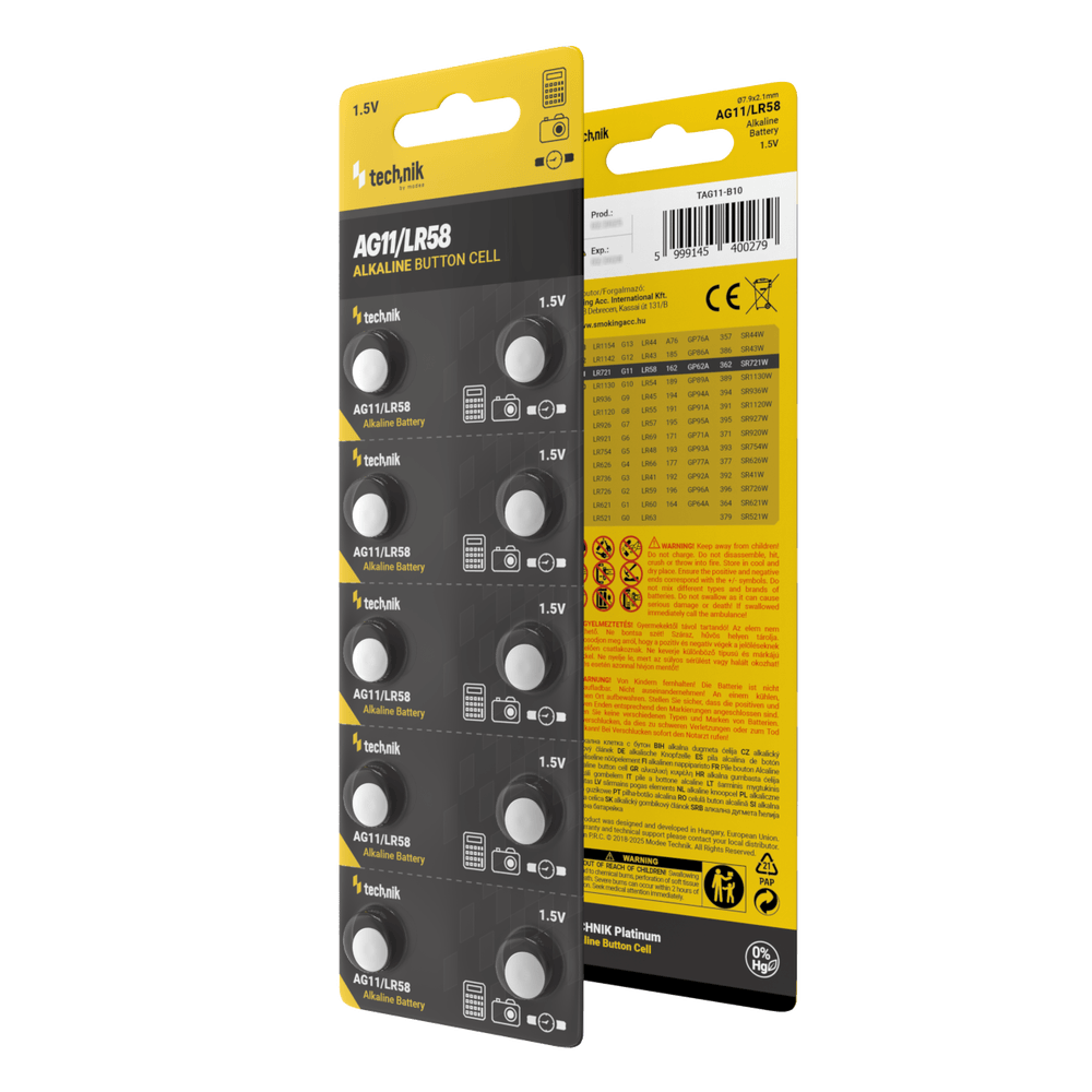 Technik Αλκαλικές Μπαταρίες Κουμπιά Platinum AG11 / LR58 / 162 / 362 1.5V B10