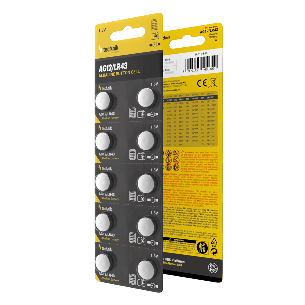 Technik Αλκαλικές Μπαταρίες Κουμπιά Platinum AG12 / LR43 / 186 / 386 1.5V B10