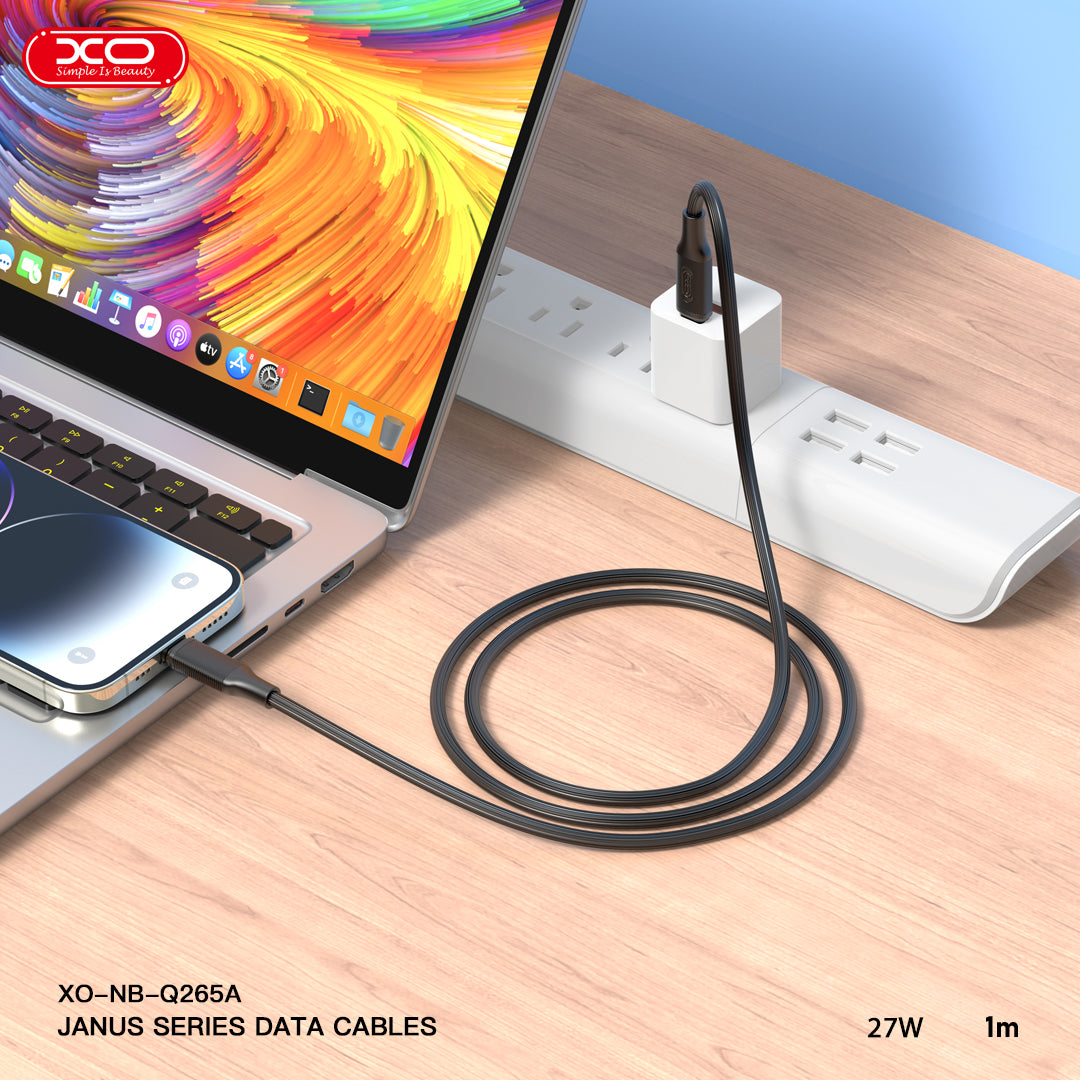 XO NB-Q265B PD 60W Type-C σε Type-C Μινιμαλιστικό Καλώδιο (Μαύρο)
