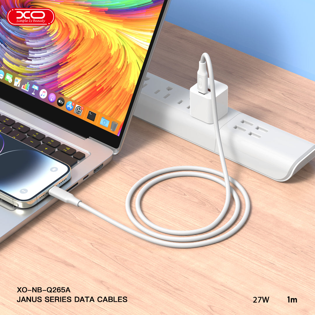 XO NB-Q265B PD 60W Type-C σε Type-C Μινιμαλιστικό Καλώδιο (Λευκό)