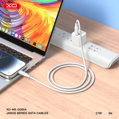 XO NB-Q265B PD 60W Type-C σε Type-C Μινιμαλιστικό Καλώδιο (Λευκό)