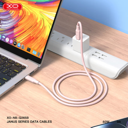 XO NB-Q265B PD 60W Type-C σε Type-C Μινιμαλιστικό Καλώδιο (Ροζ)