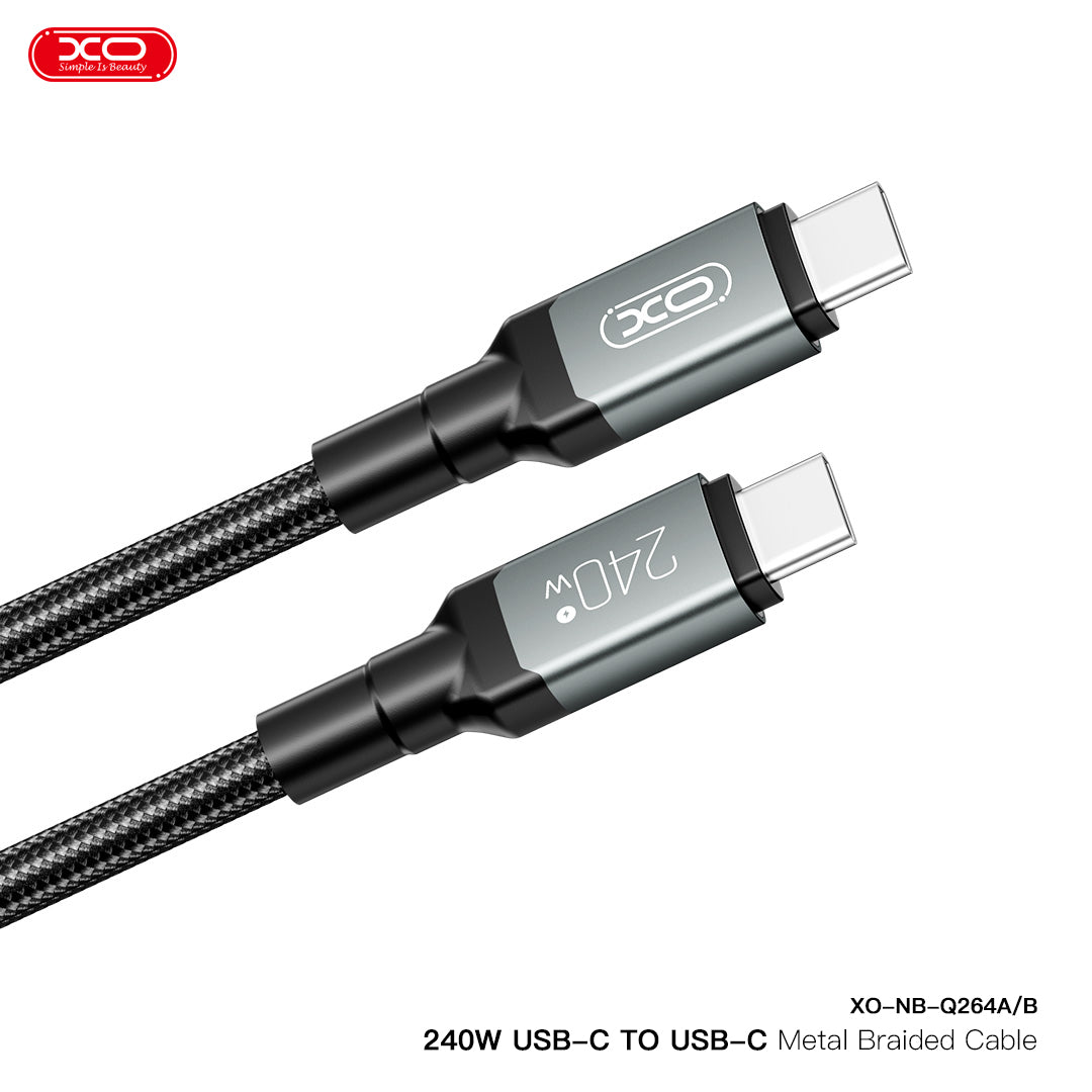 XO NB-Q264B Type-c to Type-c 240W High Power Data Cable 2m