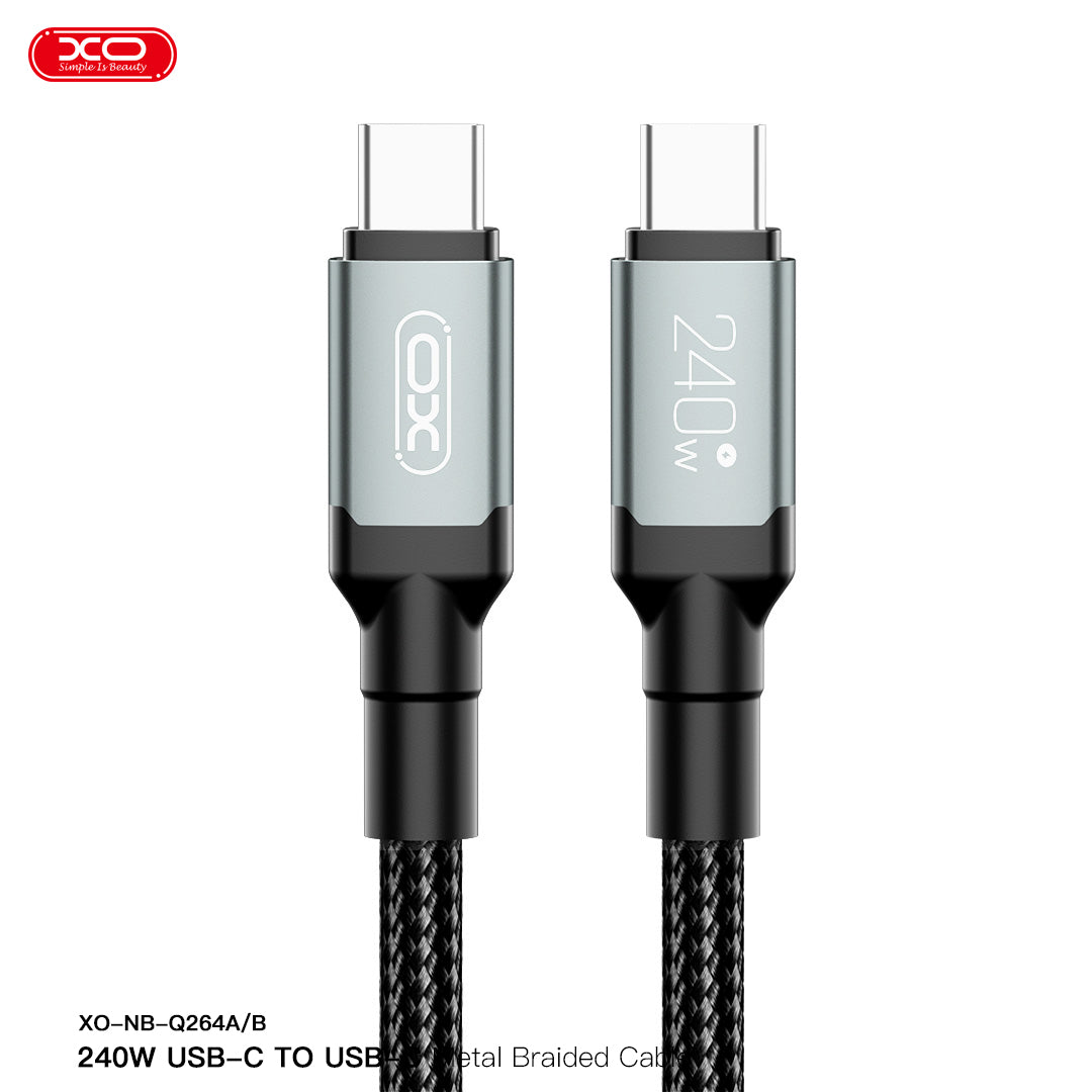 XO NB-Q264A Type-c to Type-c 240W High Power Data Cable 1m