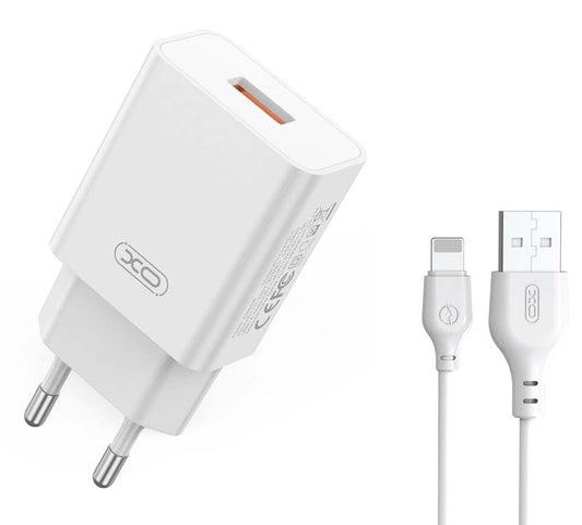 XO L127 USB-A QC18W Φορτιστής Γρήγορης Φόρτισης με Lightning Καλώδιο