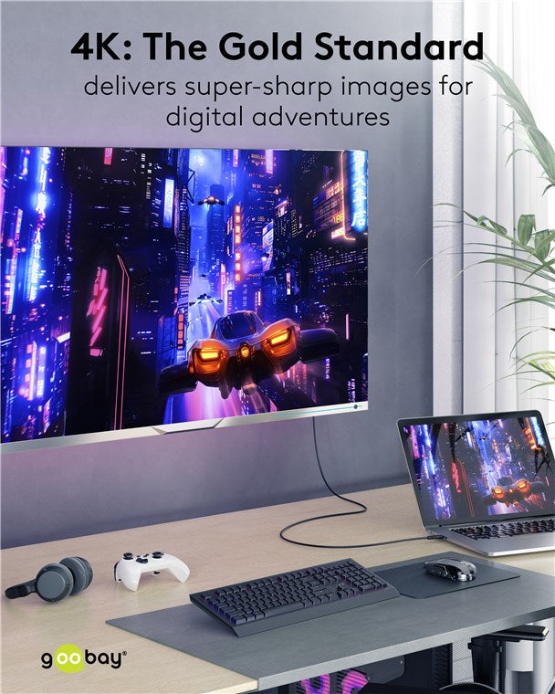 Goobay Καλώδιο HDMI Ethernet Υψηλής Ταχύτητας 4K/60Hz 18Gbit/s Μαύρο 0,5μ 80096