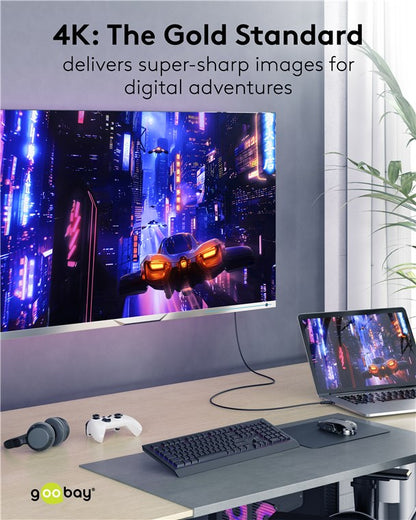 Goobay Καλώδιο HDMI Ethernet Υψηλής Ταχύτητας 4K/60Hz 18Gbit/s Μαύρο 0,5μ 80096