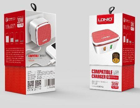 LDNIO A2405Q ΦΟΡΤΙΣΤΗΣ QC3.0 2 PORTS + 1M LIGHTNING CABLE, 18W