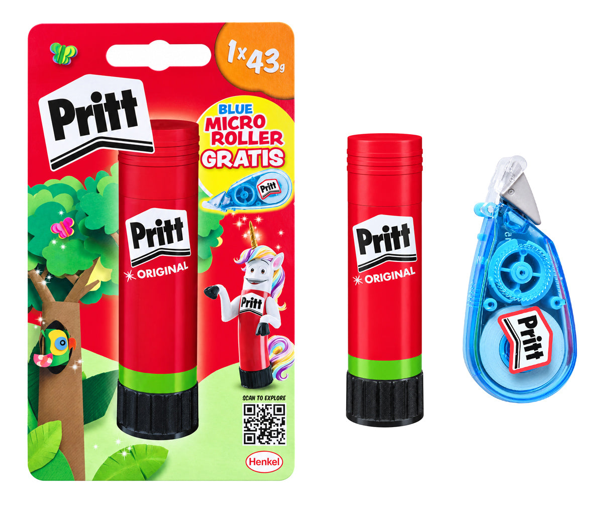 PRITT σετ κόλλα stick Original & διορθωτική ταινία, 43g, 5mmx6m, διάφανη