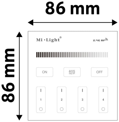 Avide LED Ταινία 12-24V Ντίμερ 4 Ζωνών RF Χωνευτό /2xAAA/ Αφής