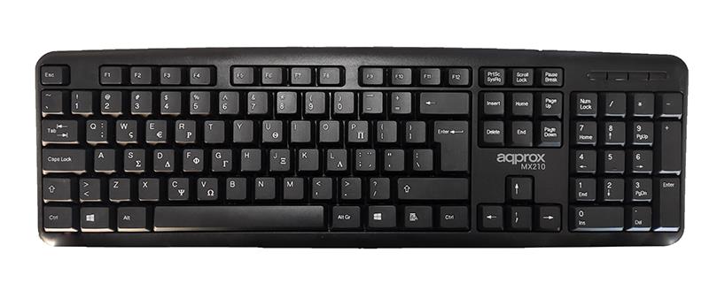 APPROX ΠΛΗΚΤΡΟΛΟΓΙΟ USB MK210 BLACK GREEK