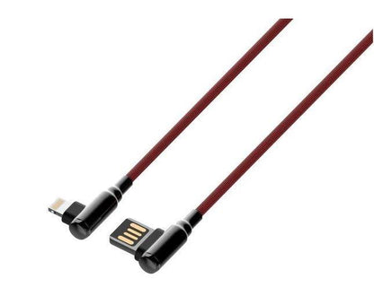 LDNIO ΚΑΛΩΔΙΟ ΦΟΡΤΙΣΗΣ LC421 ΓΩΝΙΑΚΟ ΒΙΣΜΑ LIGHTNING, ΚΟΚΚΙΝΟ