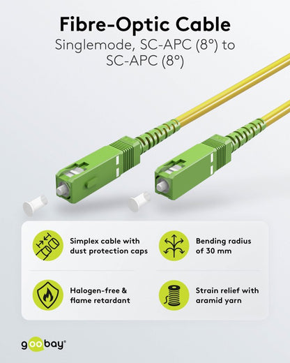 Goobay Καλώδιο Οπτικής FTTH Ίνας Μονής Λειτουργίας OS2 Κίτρινο 20m