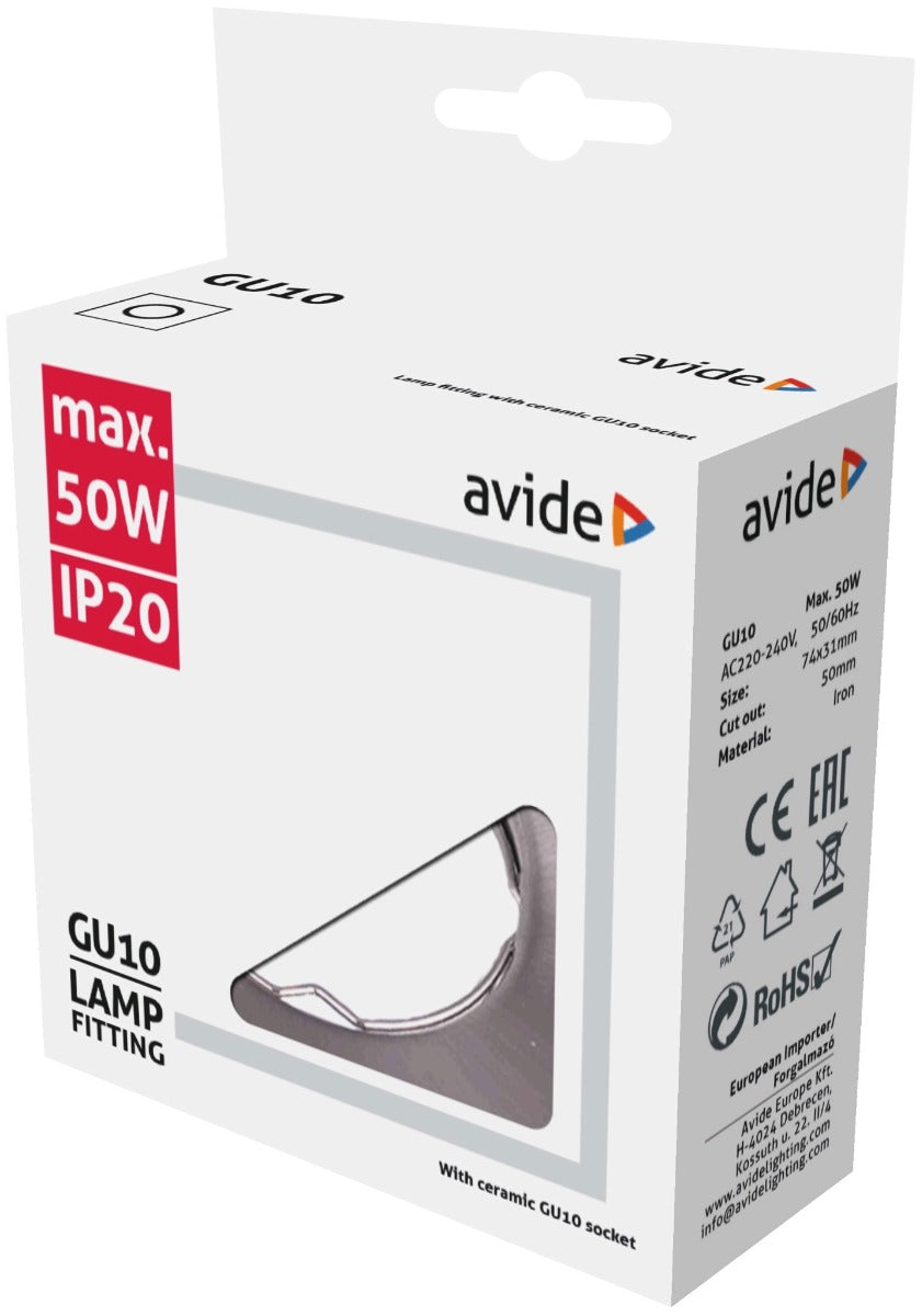 Avide GU10 Πλαίσιο Τετράγωνο Χρώμιο