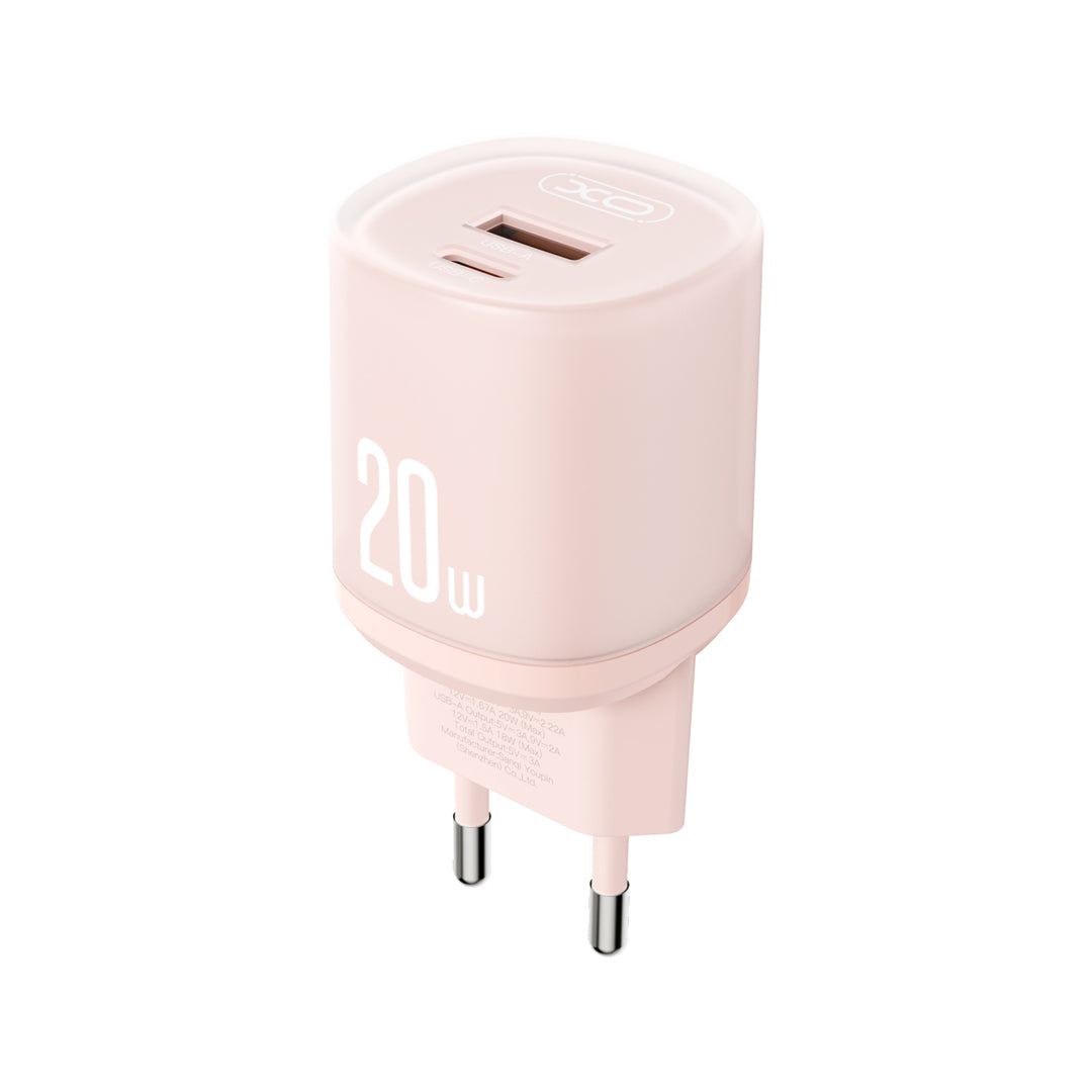 XO L144(EU) PD20W 1USB-A+1USB-C Φορτιστής Ροζ