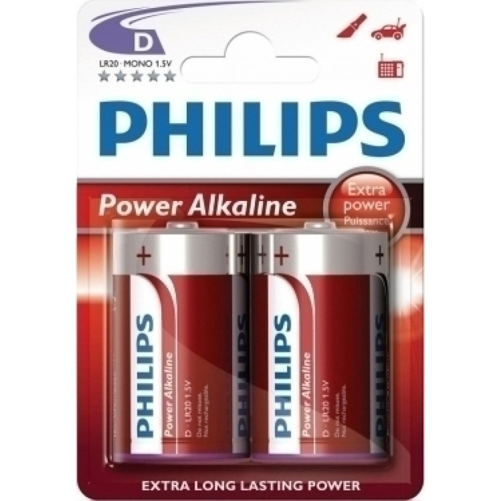 Philips Power Alkaline Μπαταρία LR20P2B/10 D (2τμχ)