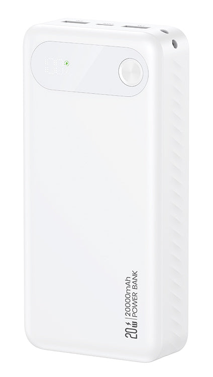 USAMS power bank CD251 με οθόνη, 3x θύρες εξόδου, 20000mAh, PD20W, λευκό