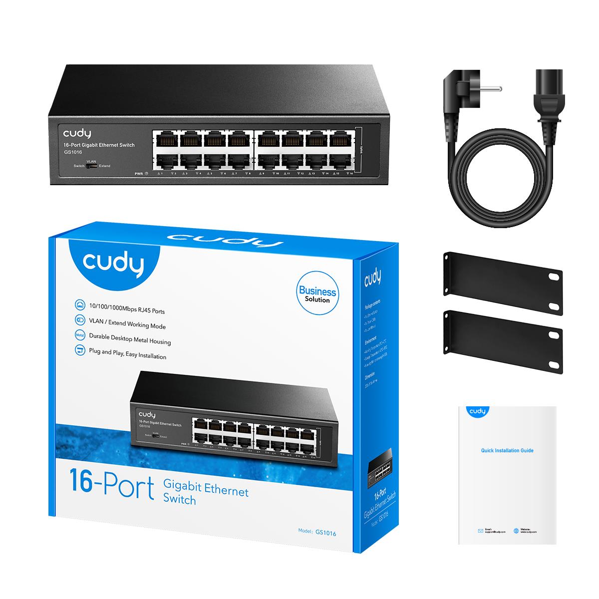 CUDY GS1016 16-PORT GIGABIT SWITCH, RACKMOUNT