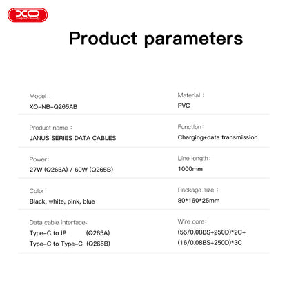 XO NB-Q265A PD 27W Type-C σε Lightning Μινιμαλιστικό Καλώδιο (Ροζ)
