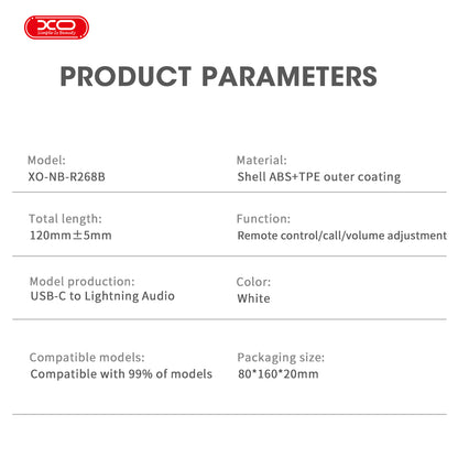 XO NB-R268B Καλώδιο Ήχου Type-c σε Lightning