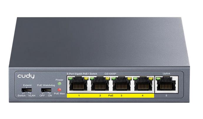 CUDY GS1005P 5-PORT GIGABIT POE+ SWITCH WITH 1 SFP PORT 120W