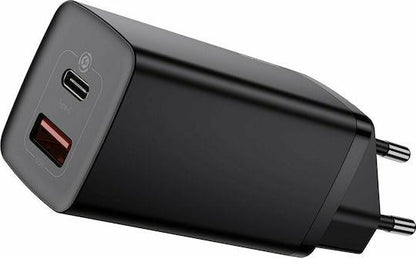 BASEUS GAN 2 LITE ΦΟΡΤΙΣΤΗΣ ΓΡΗΓΟΡΗΣ ΦΟΡΤΙΣΗΣ, 2 ΘΥΡΕΣ, 65W, ΜΑΥΡΟΣ