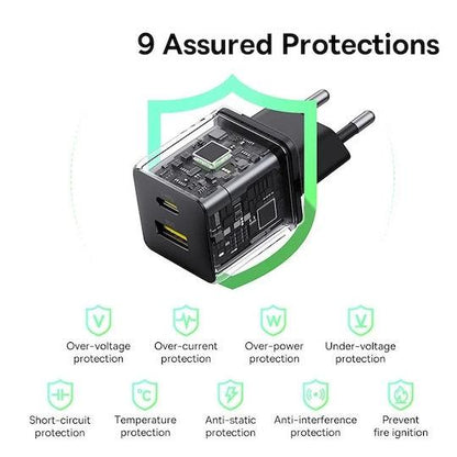 BASEUS PALM ΦΟΡΤΙΣΤΗΣ ΓΡΗΓΟΡΗΣ ΦΟΡΤΙΣΗΣ, 2 ΘΥΡΕΣ, 20W, ΜΑΥΡΟΣ