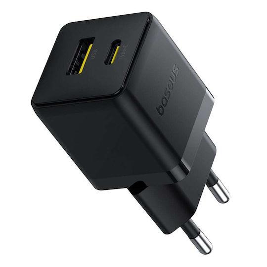 BASEUS PALM ΦΟΡΤΙΣΤΗΣ ΓΡΗΓΟΡΗΣ ΦΟΡΤΙΣΗΣ, 2 ΘΥΡΕΣ, 30W, ΜΑΥΡΟΣ