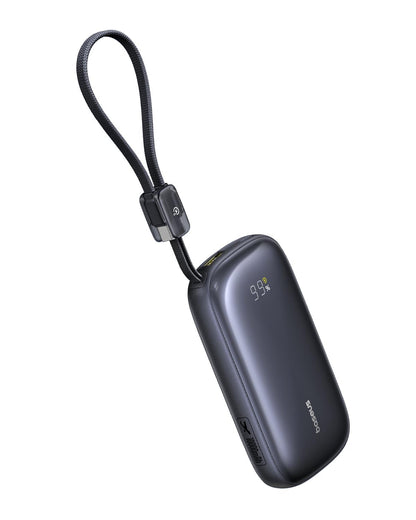 BASEUS ENERFILL FC21 QPOW3 ULTRA, POWERBANK, 10000MAh, ΜΕ ΚΑΛΩΔΙΟ ΑΠΟΣΠΩΜΕΝΟ LIGHTNING, 45W, ΜΕ ΨΗΦΙΑΚΗ ΟΘΟΝΗ, ΜΑΥΡΟ