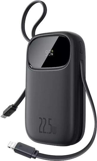 BASEUS ENERFILL FC31, POWERBANK, 10000MAh, ΜΕ 2 ΚΑΛΩΔΙΑ, 22.5W, ΜΕ ΨΗΦΙΑΚΗ ΟΘΟΝΗ, ΜΑΥΡΟ