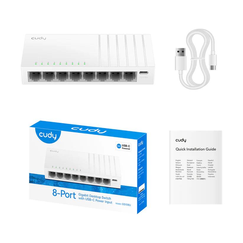 CUDY GS108U 8-PORT GIGABIT DESKTOP SWITCH ΜΕ ΘΥΡΑ TYPE-C