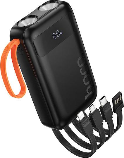HOCO J151 SPIRIT, POWERBANK, 10000MAh, ΔΙΠΛΟ ΦΩΣ, ΟΘΟΝΗ LED, 4 ΚΑΛΩΔΙΑ, ΜΑΥΡΟ