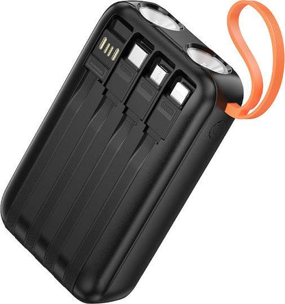 HOCO J151 SPIRIT, POWERBANK, 10000MAh, ΔΙΠΛΟ ΦΩΣ, ΟΘΟΝΗ LED, 4 ΚΑΛΩΔΙΑ, ΜΑΥΡΟ