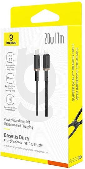 BASEUS DURA SERIES, ΚΑΛΩΔΙΟ ΓΡΗΓΟΡΗΣ ΦΟΡΤΙΣΗΣ, TYPE-C ΣΕ LIGHTNING, 1m, ΧΡΥΣΟ-ΜΑΥΡΟ