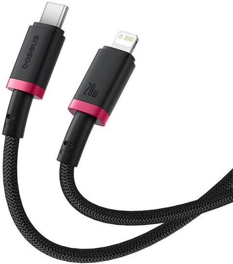 BASEUS DURA SERIES, ΚΑΛΩΔΙΟ ΓΡΗΓΟΡΗΣ ΦΟΡΤΙΣΗΣ, TYPE-C ΣΕ LIGHTNING, 1m, ΚΟΚΚΙΝΟ-ΜΑΥΡΟ