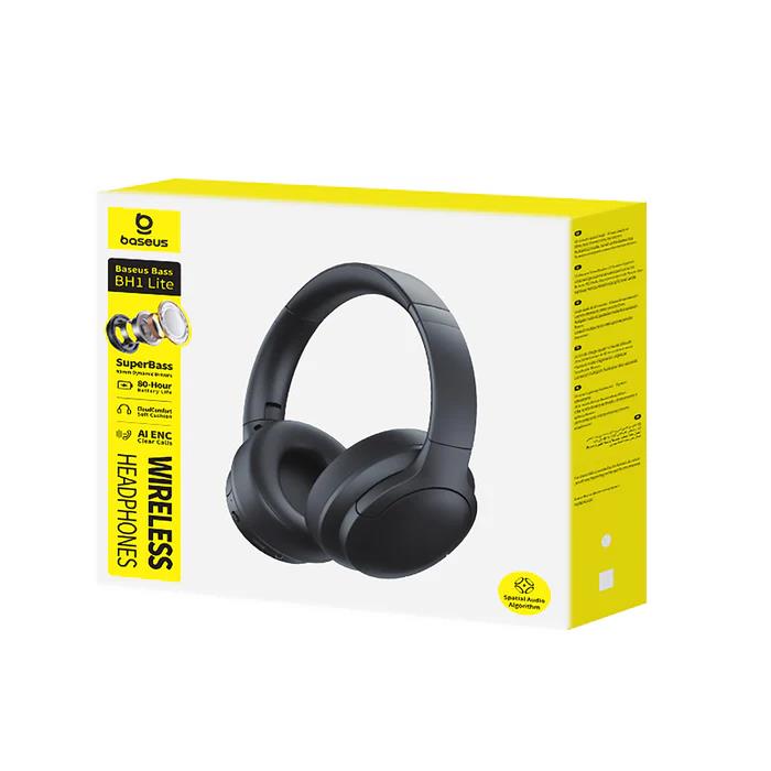 BASEUS BASS BH1 LITE, ΑΣΥΡΜΑΤΑ HEADPHONES, ΜΑΥΡΑ