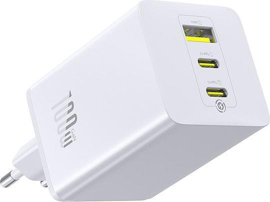 BASEUS ENERFILL FE11, ΦΟΡΤΙΣΤΗΣ ΓΡΗΓΟΡΗΣ ΦΟΡΤΙΣΗΣ, 3 ΘΥΡΕΣ, 100W, ΛΕΥΚΟΣ