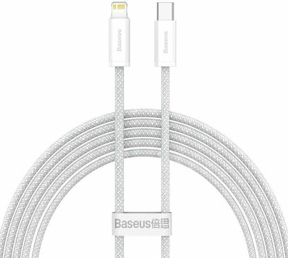 BASEUS DYNAMIC BRAIDED, ΚΑΛΩΔΙΟ ΓΡΗΓΟΡΗΣ ΦΟΡΤΙΣΗΣ, TYPE-C ΣΕ LIGHTNING, 20W, 2m, ΛΕΥΚΟ