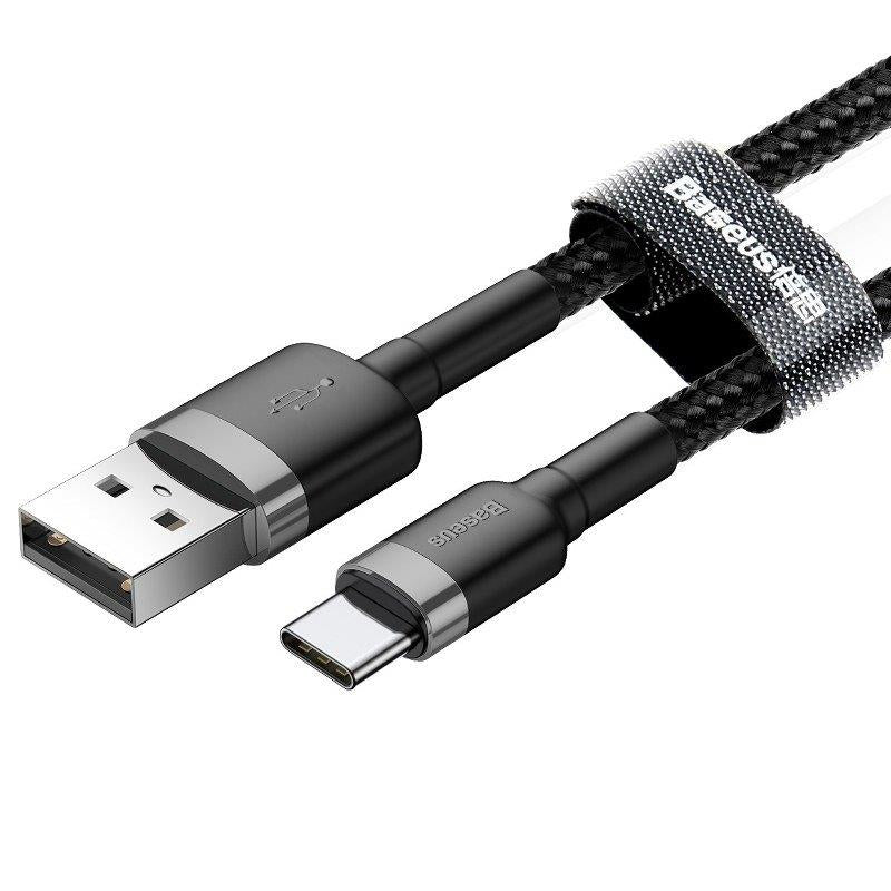 BASEUS CAFULE, ΚΑΛΩΔΙΟ ΓΡΗΓΟΡΗΣ ΦΟΡΤΙΣΗΣ, TYPE-C, 2m, ΜΑΥΡΟ ΓΚΡΙ