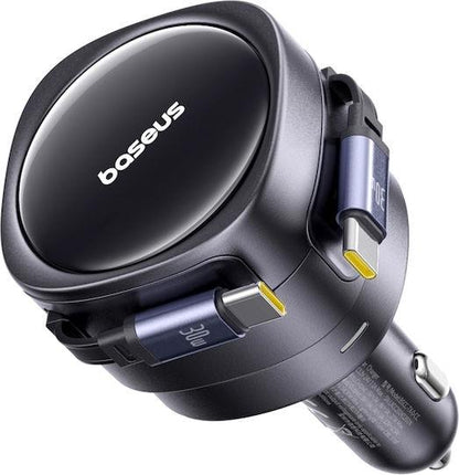 BASEUS ENJOYMENT MAX, ΦΟΡΤΙΣΤΗΣ ΑΥΤΟΚΙΝΗΤΟΥ, ΔΥΟ ΚΑΛΩΔΙΑ TYPE-C, 60W, ΜΑΥΡΟ