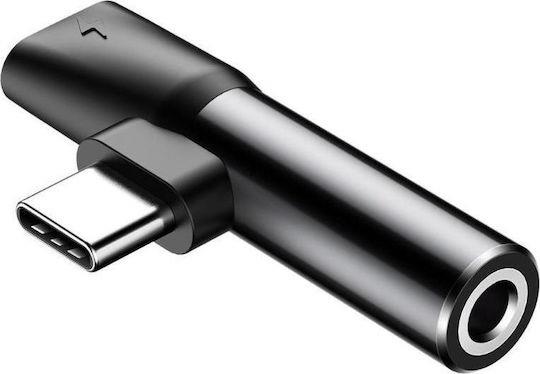 BASEUS L41, ΑΝΤΑΠΤΟΡΑΣ, TYPE-C ΣΕ TYPE-C + 3.5mm ΘΥΛΗΚΟ, ΜΑΥΡΟ