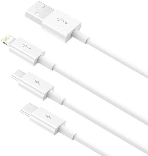 BASEUS SUPERIOR SERIES, ΚΑΛΩΔΙΟ ΓΡΗΓΟΡΗΣ ΦΟΡΤΙΣΗΣ, LIGHTNING + TYPE-C + MICRO, 0.5m, 3.5A, ΛΕΥΚΟ