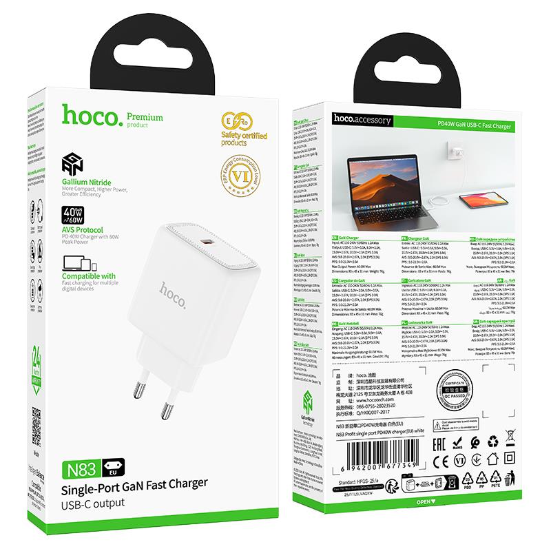 HOCO N83 PROFIT ΦΟΡΤΙΣΤΗΣ 40W, 1 ΘΥΡΑ PD