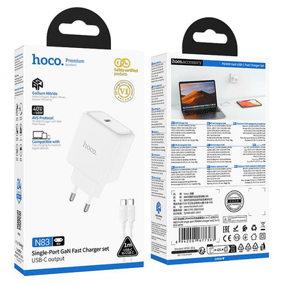 HOCO N83 PROFIT ΦΟΡΤΙΣΤΗΣ 40W, 1 ΘΥΡΑ PD ΜΕ ΚΑΛΩΔΙΟ ΦΟΡΤΙΣΗΣ PD ΣΕ TYPE-C